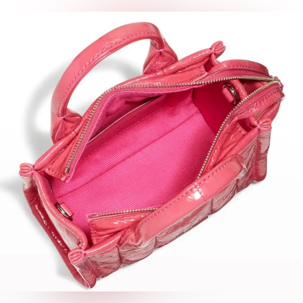 NEW MARC JACOBS The SHINY Mini CRINKLE Leather Crossbody The Tote Bag Magenta - Picture 9 of 13